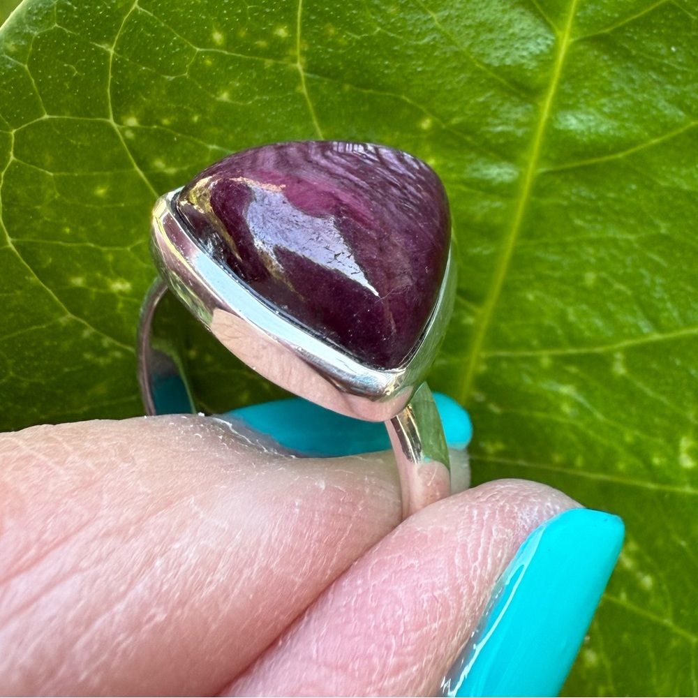 Sterling Silver And Ruby Gem Stone Ring, Size 7 - image 2